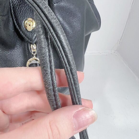 Longchamp RARE Vintage 90s Black Leather Drawstring Backpack Bag - Picture 13 of 15
